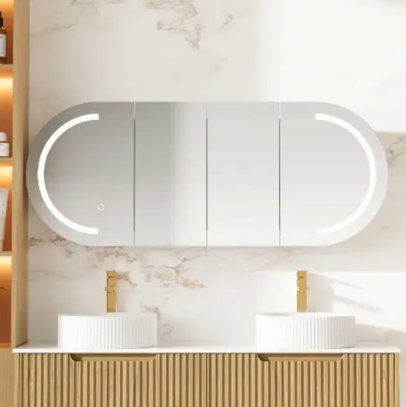 Athena 1500mm LED Oval Wall Hung Shaving Cabinet