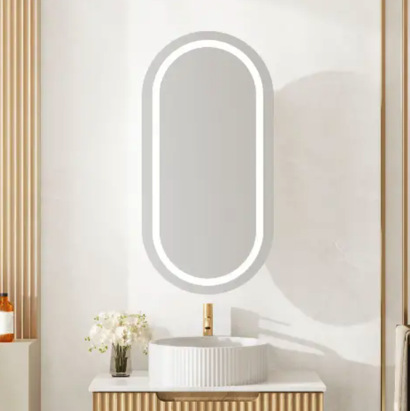Athena 450*900mm LED Oval Wall Hung Shaving Cabinet - Single Door