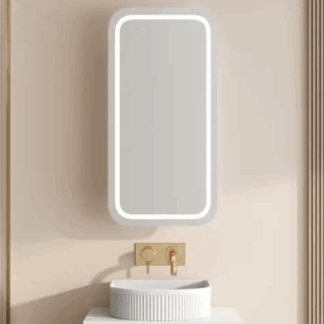 Athena 450*900mm LED Square Wall Hung Shaving Cabinet - Single Door