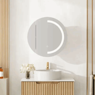 Athena 600mm LED Round Wall Hung Shaving Cabinet - Single Door