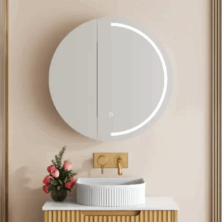 Athena 750mm LED Round Wall Hung Shaving Cabinet - Single Door