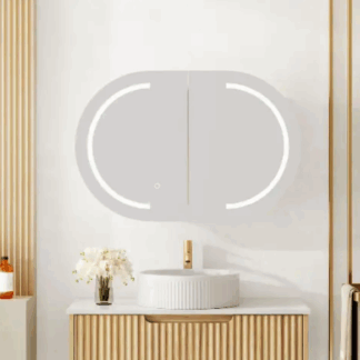 Athena 900mm LED Oval Wall Hung Shaving Cabinet