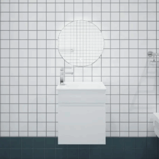 Bianca Slim PVC 40cm Wall Hung Vanity Gloss White with Ceramic Top