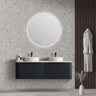 Rome Fluted 1500mm Wall-hung Cabinet with White Quartz stone top