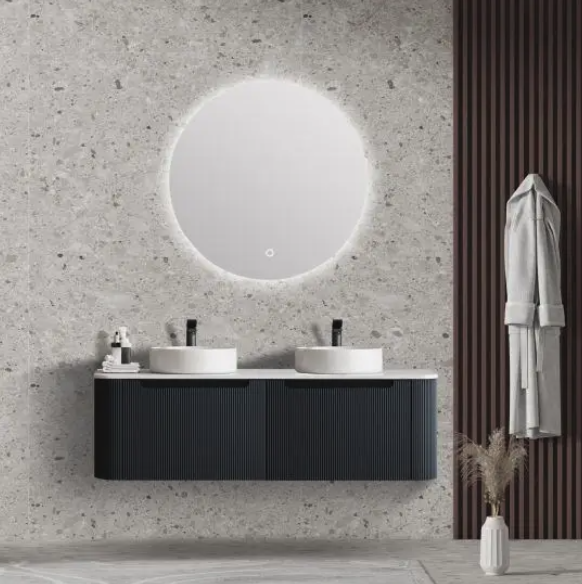 Rome Fluted 1500mm Wall-hung Cabinet with White Quartz stone top