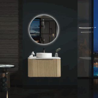 Rome Fluted 750mm Wall Hung Cabinet with White Quartz stone top